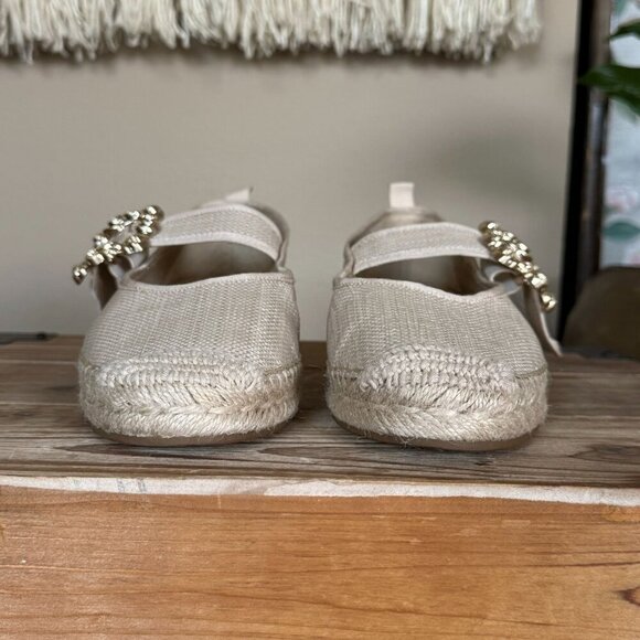 Sam Edelman Maddy Espadrille Mary Jane Light Natural Basket Weave Flats Size 8 - Picture 3 of 17